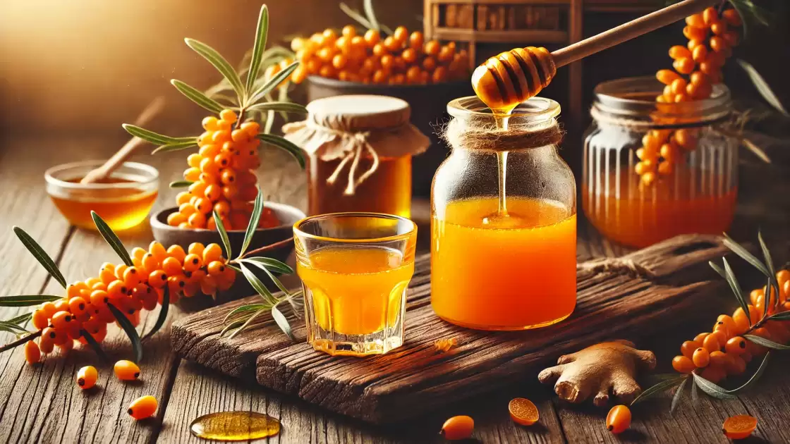 Sirup seabuckthorn yang diperas dingin dengan madu